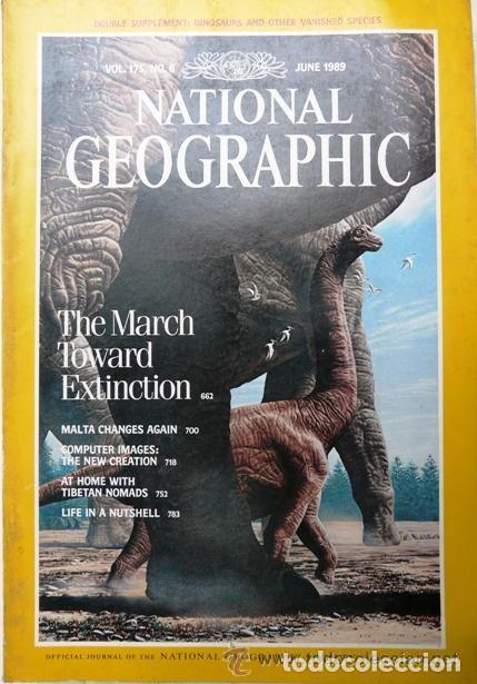 Coleccionismo de National Geographic: National Geographic June 1989 - Dinosaurios Extinciones Malta T&iacute;bet - Revista En Ingl&eacute;s