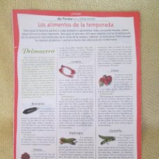 Coleccionismo de Revista Pronto: LOS ALIMENTOS DE LA TEMPORADA. Lote 130866132