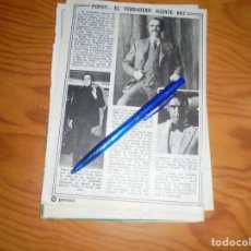 Coleccionismo de Revista Pronto: RECORTE : POPOV : EL VERDADERO 007 . PRONTO, DCMBRE 1975 ()