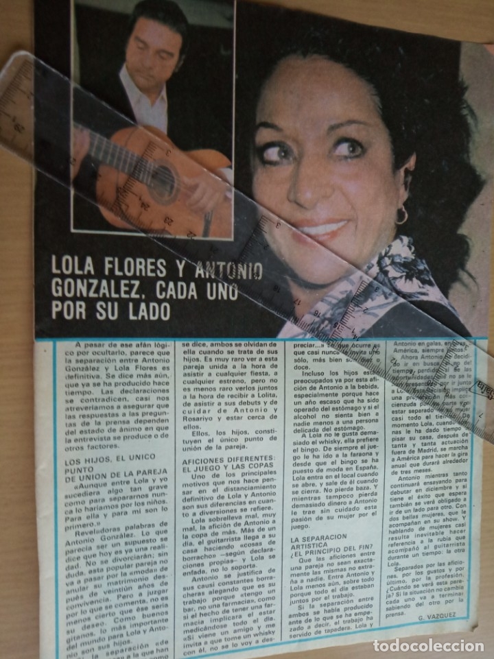 Collectionnisme de Magazine Pronto: reportaje revista pronto - lola flores y antonio gonzalez cada uno por su lado -