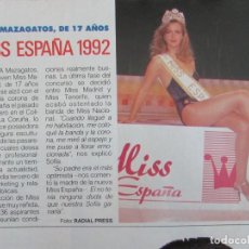 Coleccionismo de Revista Pronto: RECORTE REVISTA PRONTO N.º 1031 1992 SOFÍA MAZAGATOS. MISS ESPAÑA. Lote 230206645
