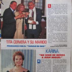 Coleccionismo de Revista Pronto: RECORTE REVISTA PRONTO 971 1990 TITA CERVERA, BARONES THYSSEN. KARINA