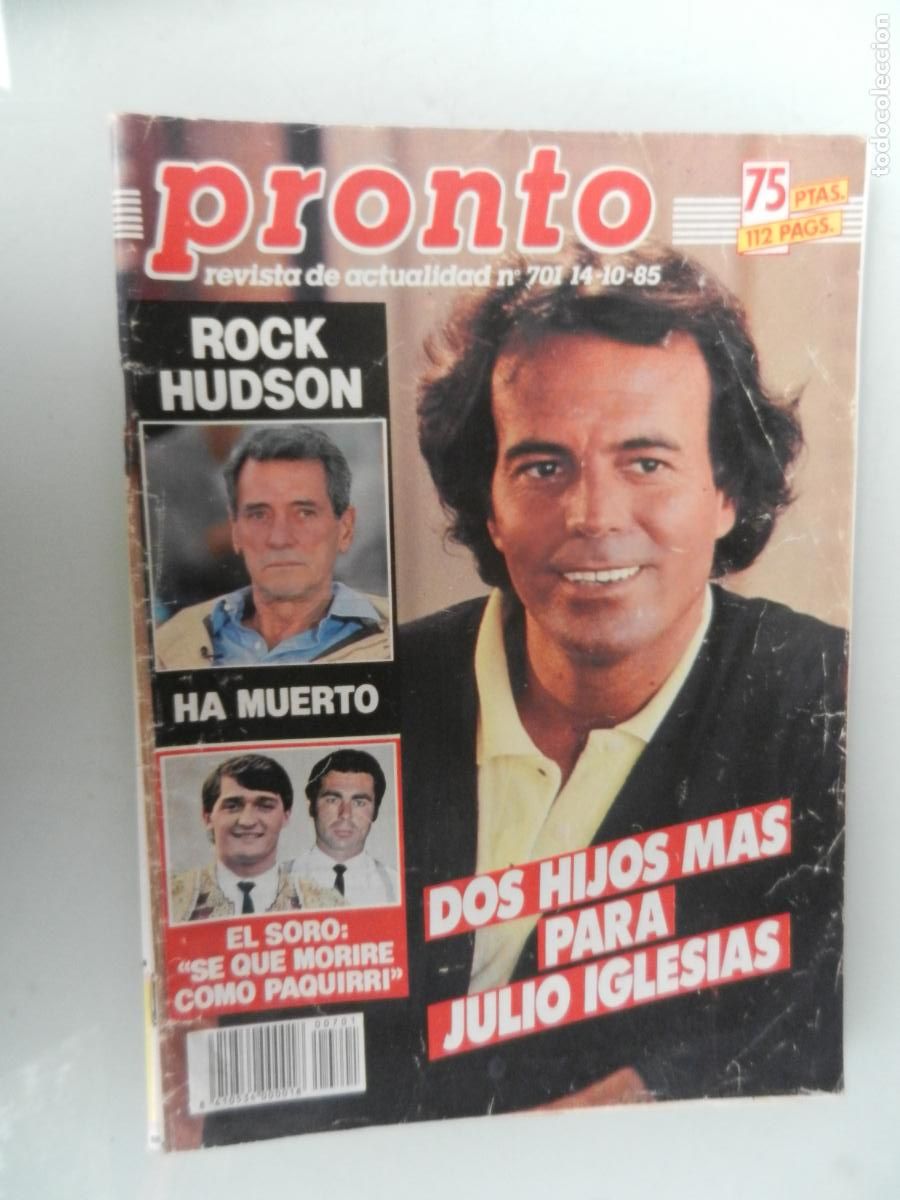 Coleccionismo de Revista Pronto: PRONTO REVISTA N&ordm; 701- 10-1985 - ISABEL PANTOJA, JULIO IGLESIAS, GRUPO MENUDO, MUERE ROCK HUDSON