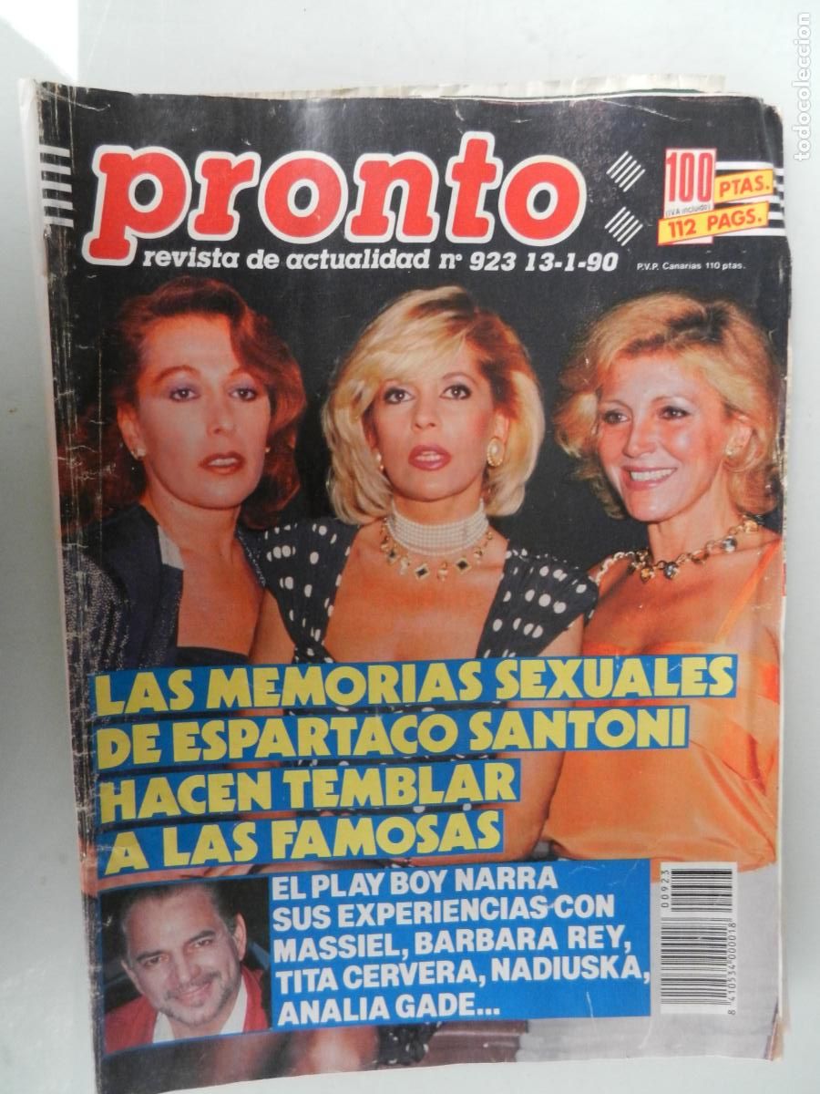 Coleccionismo de Revista Pronto: PRONTO REVISTA N&ordm; 923- 01-1990- B&aacute;rbara Rey Massiel Espartaco Santoni Sonia Cort&eacute;s Patxi Andion