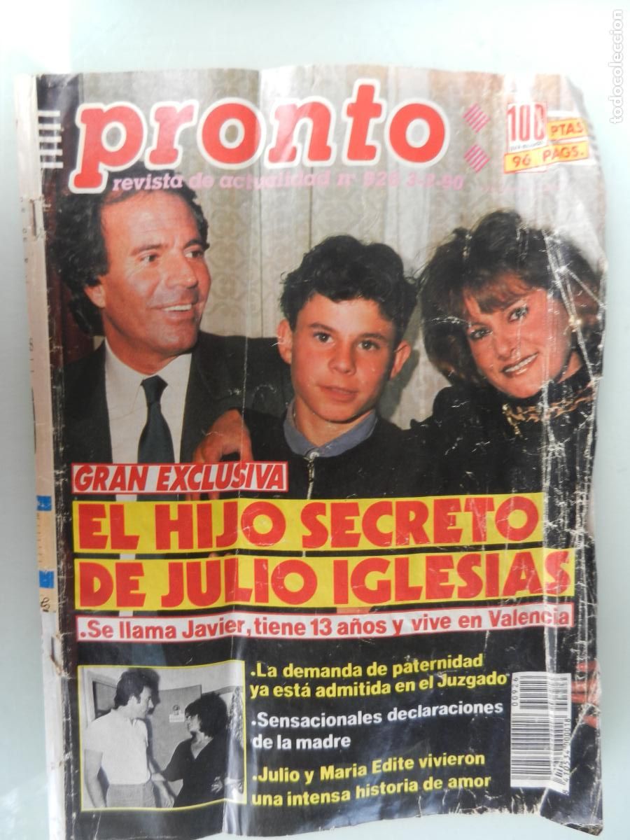 Coleccionismo de Revista Pronto: PRONTO REVISTA N&ordm; 926- 02-1990- EL HIJO SECRETO DE JULIO IGLESIAS