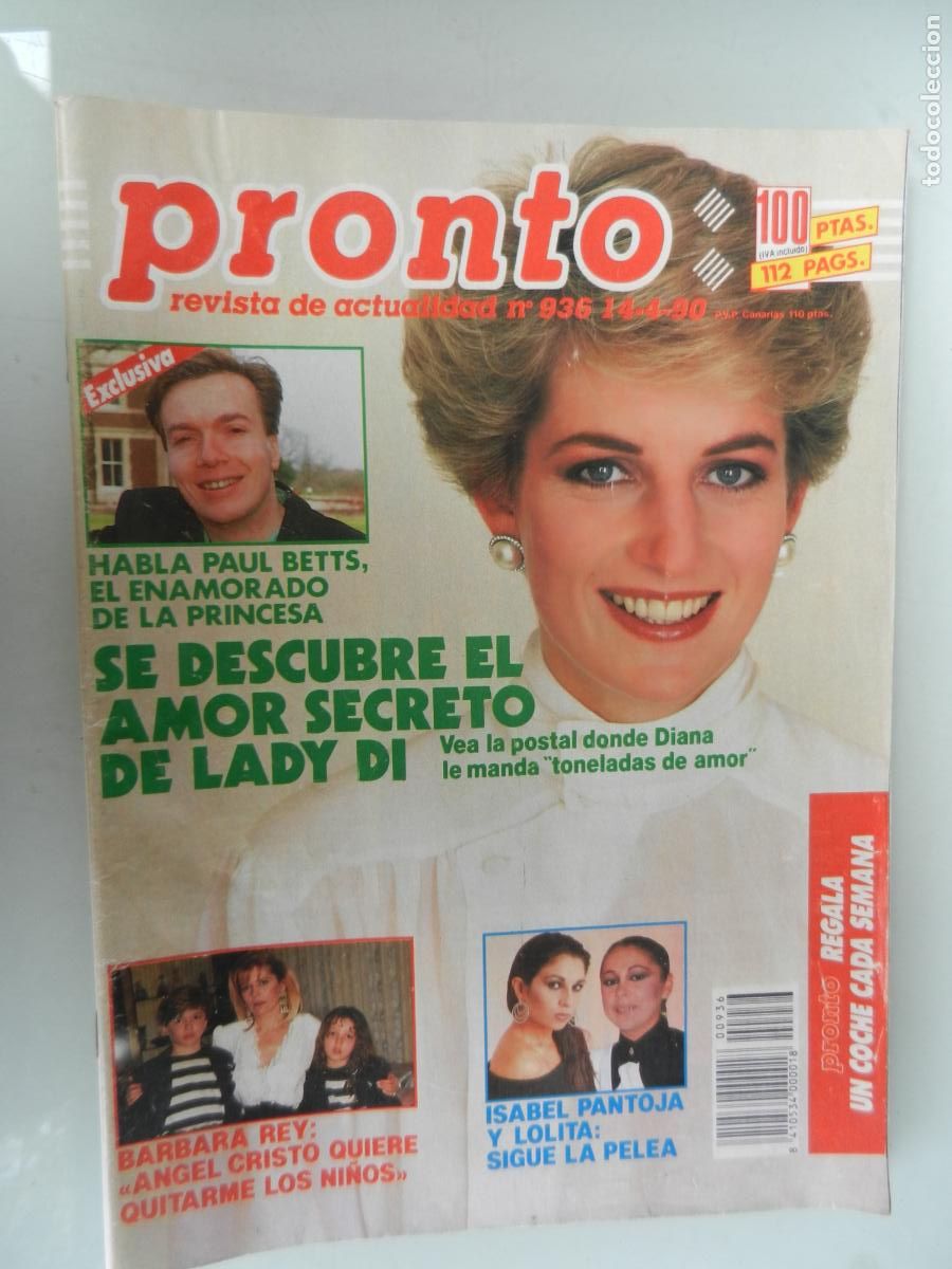 Coleccionismo de Revista Pronto: PRONTO REVISTA N&ordm; 936 - 04-1990 - ISABEL PANTOJA LOLITA Pelea - LADY DI - ANTONIO BANDERAS