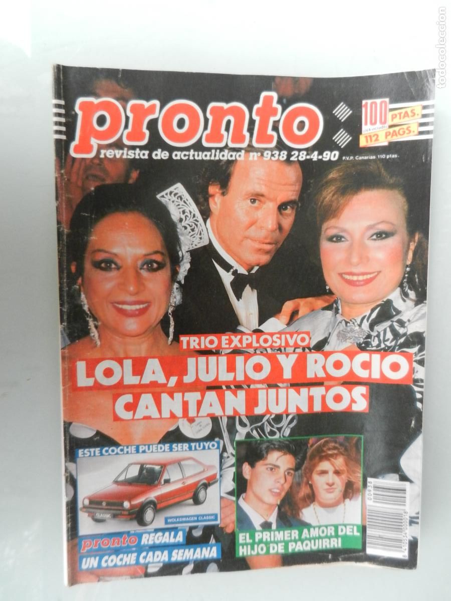 Coleccionismo de Revista Pronto: PRONTO REVISTA N&ordm; 938- 04-1990- LOLA , ROCIO Y JULIO CANTAN JUNTOS