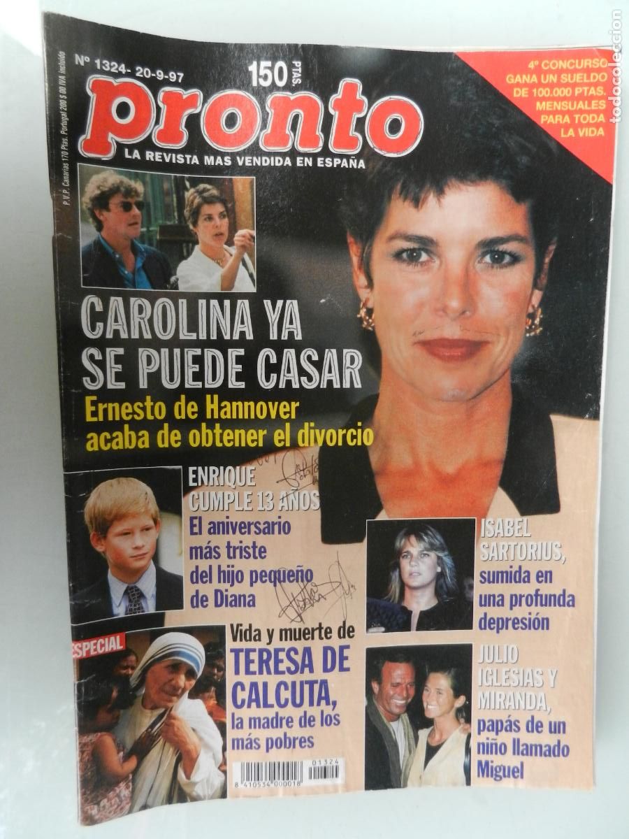 Coleccionismo de Revista Pronto: PRONTO REVISTA N&ordm; 1324 - 09-1997 , Teresa de Calcuta, Carolina de M&oacute;naco, Miguel &Aacute;ngel Blanco
