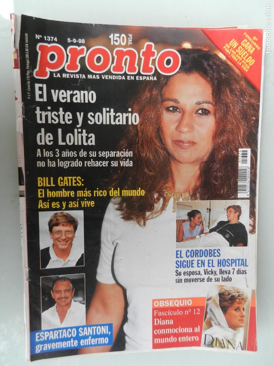 Coleccionismo de Revista Pronto: PRONTO REVISTA N&ordm; 1374- 09-1998 - Ana Rosa Quintana Marisa Rozalen Kung Fu Fofito Tina Sainz