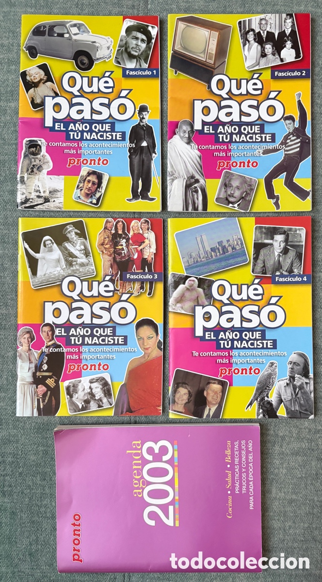 Coleccionismo de revista Pronto: (L892) Lote 4 Fasc&iacute;culos Pronto Qu&eacute; Pas&oacute; El A&ntilde;o Naciste + Agenda 2003