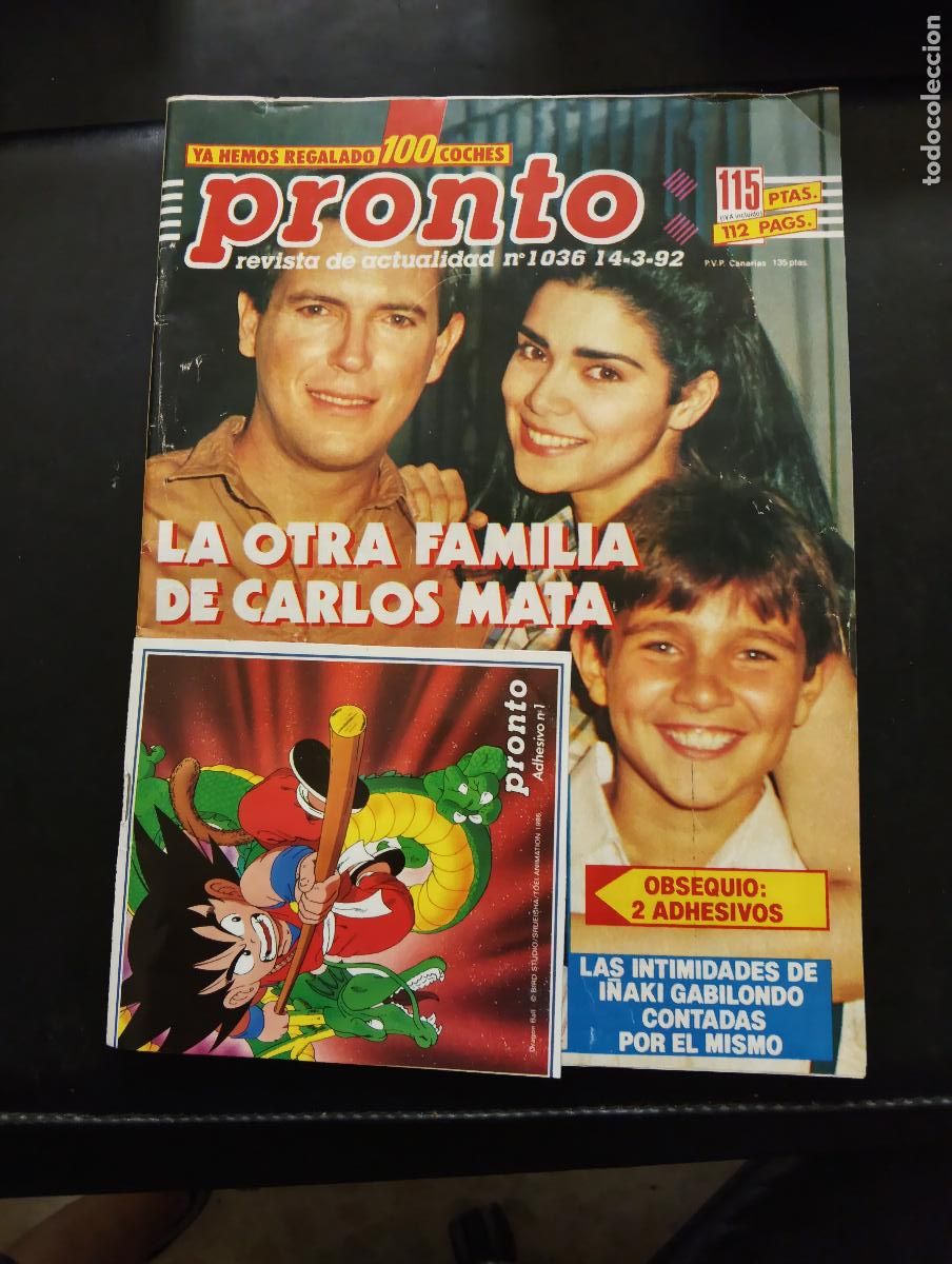 Coleccionismo de revista Pronto: REVISTA PRONTO 1036 14-3-92 - INCLUYE LOS ADHESIVOS DE DRAGONBALL Z 1 y 2