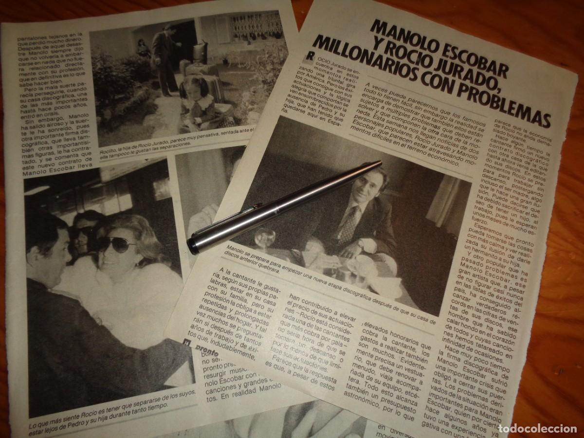 Coleccionismo de revista Pronto: RECORTE : MANOLO ESCOBAR Y ROCIO JURADO, MILLONARIOS CON PROBLEMAS. PRONTO, FBRO 1985