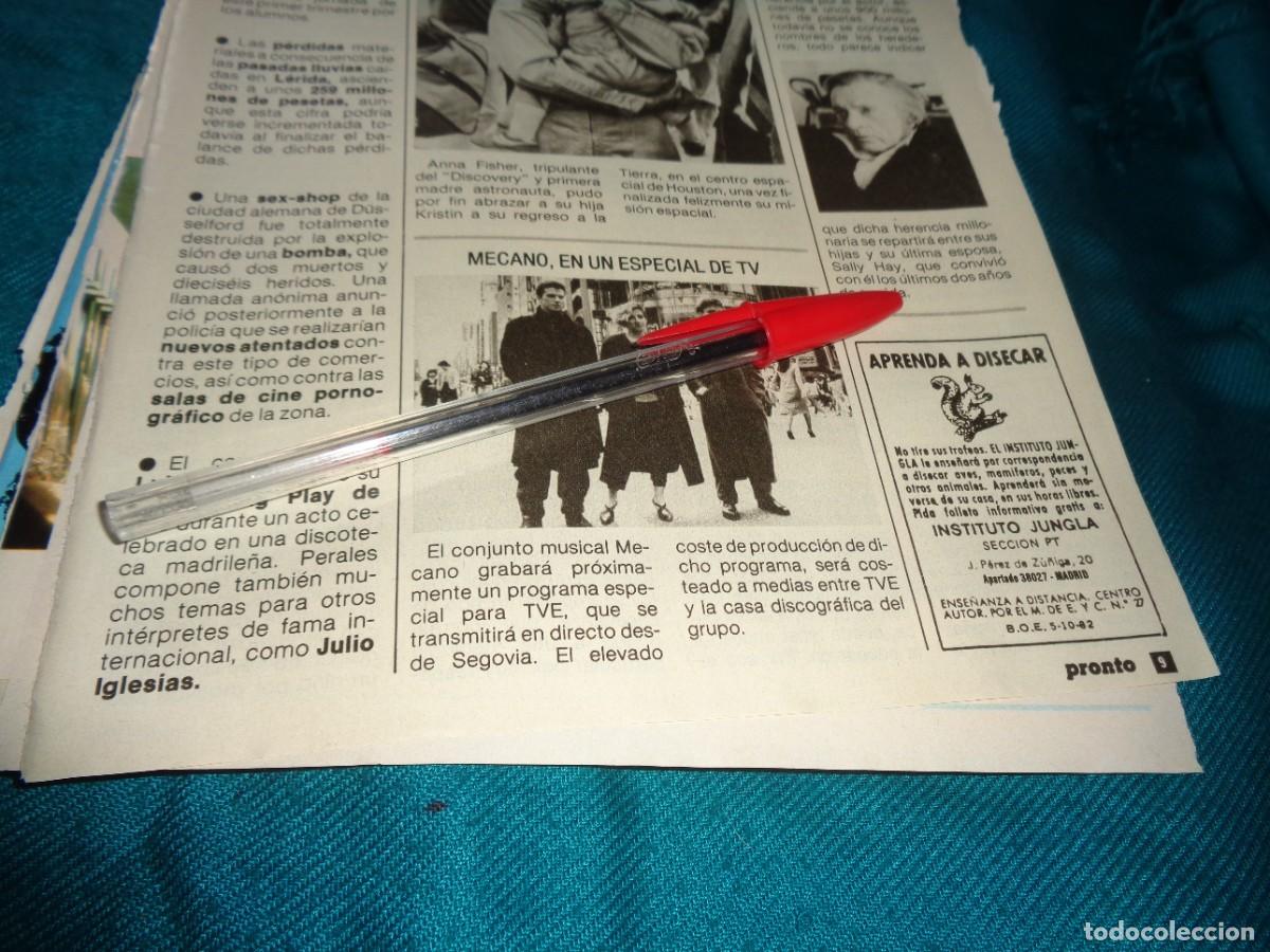 Coleccionismo de revista Pronto: RECORTE : MECANO, EN ESPECIAL DE TV. PRONTO, DCBRE 1984