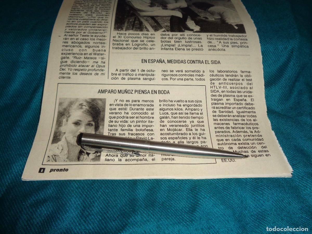 Coleccionismo de revista Pronto: RECORTE : AMPARO MU&Ntilde;OZ, PIENSA EN BODA. PRONTO, STBRE 1985