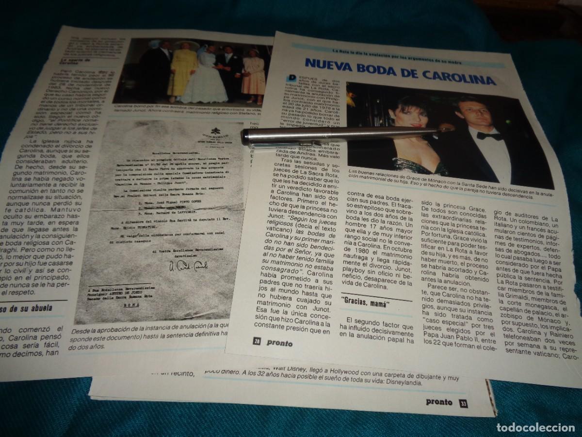 Coleccionismo de revista Pronto: RECORTE : NUEVA BODA DE CAROLINA DE MONACO. PRONTO, STBRE 1985