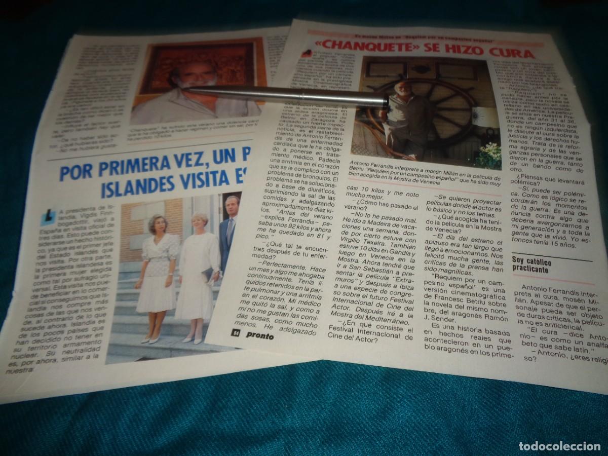 Coleccionismo de revista Pronto: RECORTE : ANTONIO FERRANDIS, &rdquo;CHANQUETE&rdquo;, SERA CURA EN PROXIMA PELICULA .PRONTO, STBRE 1985