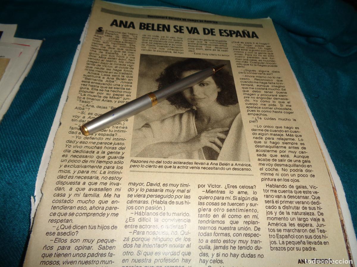 Collection Magazine Pronto: RECORTE : ANA BELEN, SE VA DE ESPA&Ntilde;A. PRONTO, FBRO 1985