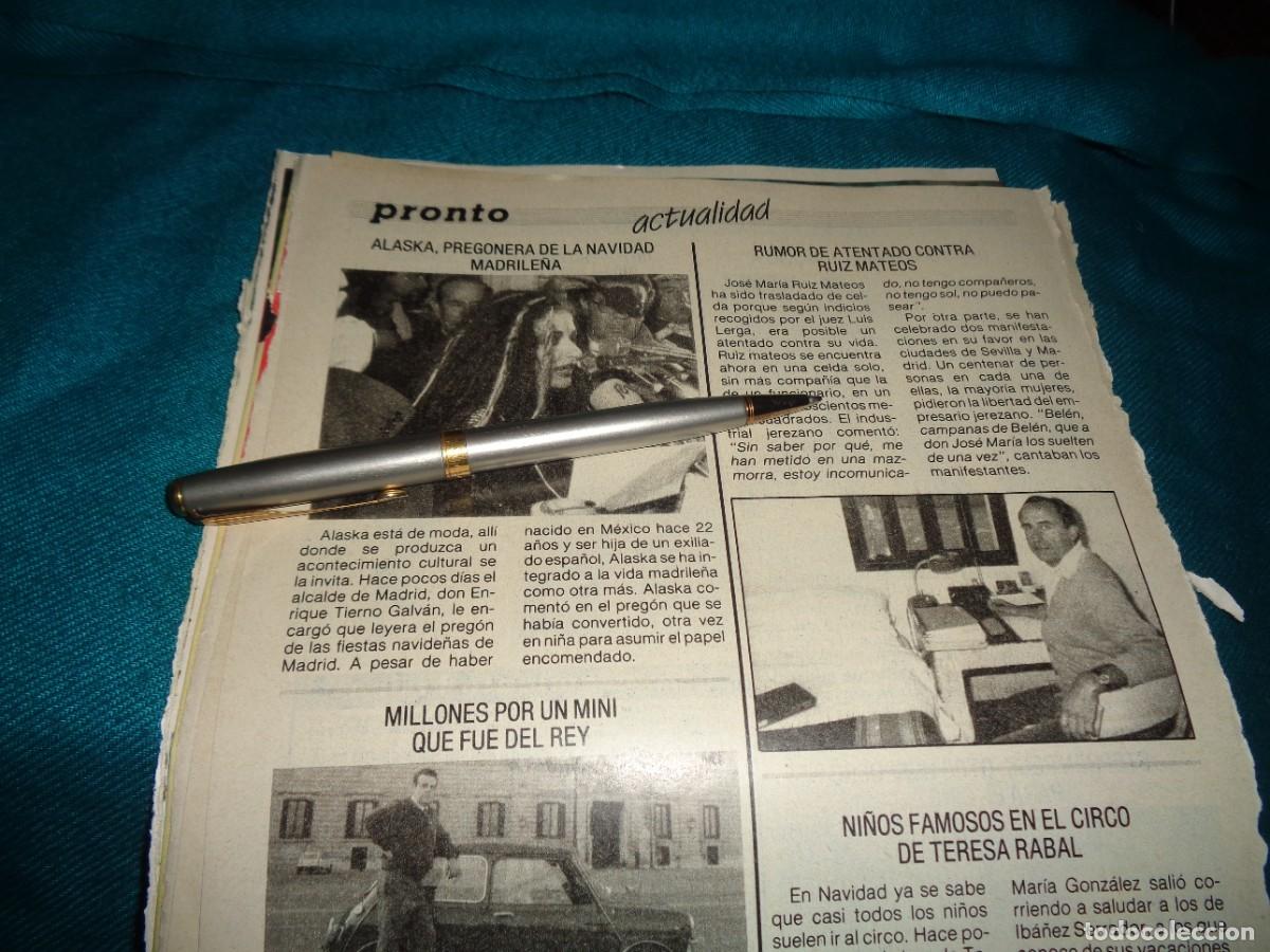 Coleccionismo de revista Pronto: RECORTE : ALASKA, PREGONERA DE LA NAVIDAD MADRILE&Ntilde;A. PRONTO, ENERO 1986
