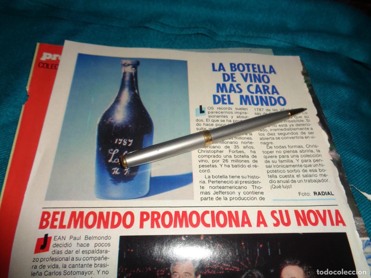 Coleccionismo de revista Pronto: RECORTE : LA BOTELLA DE VINO MAS CARA DEL MUNDO. PRONTO, ENERO 1986