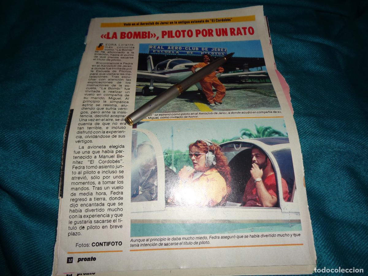 Coleccionismo de revista Pronto: RECORTE : &rdquo; LA BOMBI&rdquo;, PILOTO POR UN RATO . PRONTO, JULIO 1986