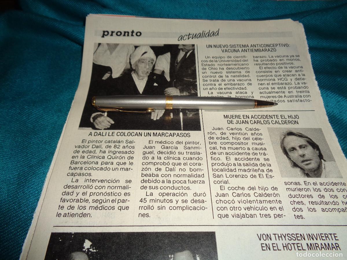 Coleccionismo de revista Pronto: RECORTE : A DALI LE COLOCAN UN MARCAPASOS . PRONTO, JULIO 1986