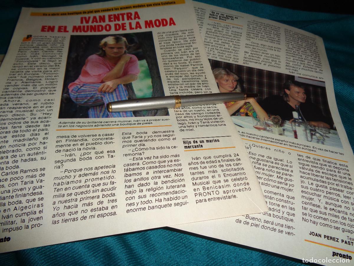 Coleccionismo de revista Pronto: RECORTE : EL CANTANTE IVAN, ENTRA EN EL MUNDO DE LA MODA. PRONTO, JULIO 1986