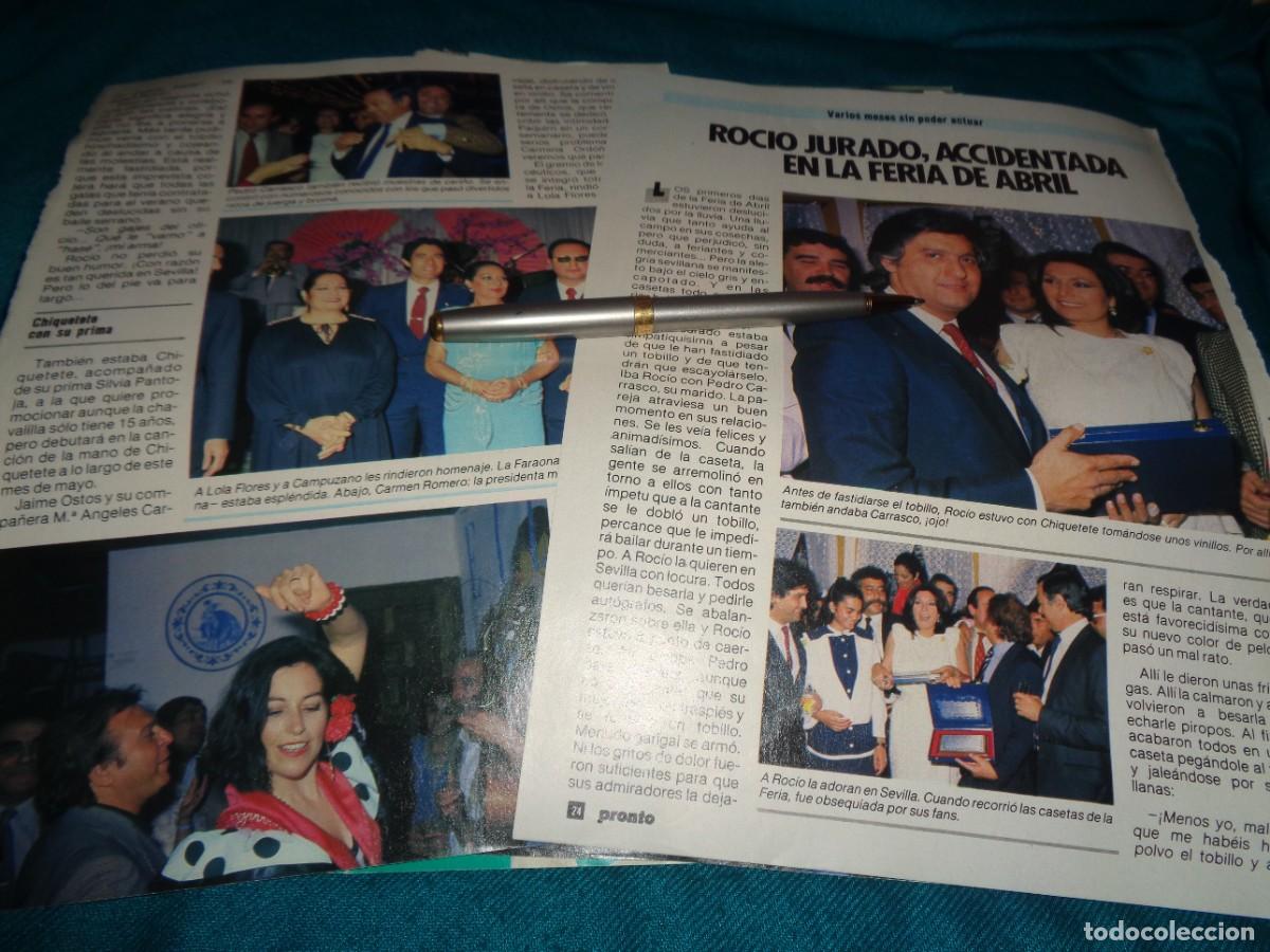 Coleccionismo de revista Pronto: RECORTE : ROCIO JURADO, ACCIDENTADA EN LA FERIA DE ABRIL. PRONTO, MAYO 1985