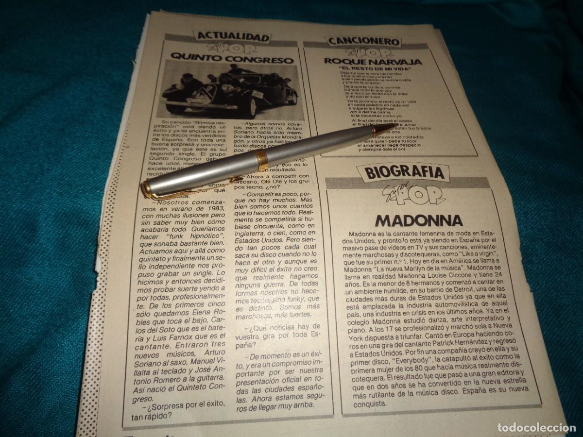 Coleccionismo de revista Pronto: RECORTE : QUINTO CONGRESO. ROQUE NARVAJA. MADONNA. PRONTO, MAYO 1985