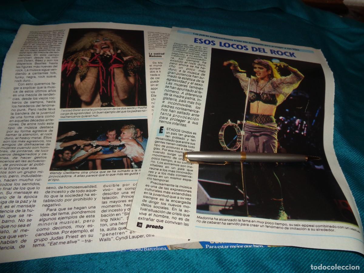Coleccionismo de revista Pronto: RECORTE : ESOS LOCOS DEL ROCK : MADONNA, TWISTED SISTER....PRONTO, NVBRE 1985