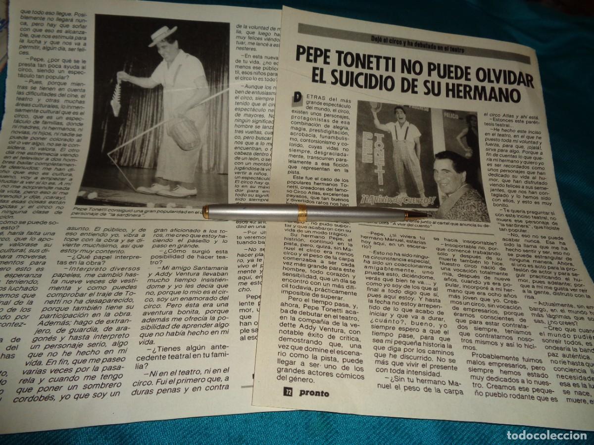 Coleccionismo de revista Pronto: RECORTE : EL PAYASO PEPE TONETTI. PRONTO, NVBRE 1985