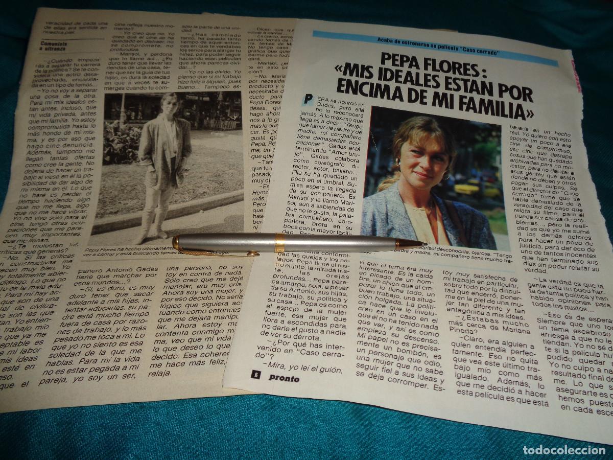 Coleccionismo de revista Pronto: RECORTE : PEPA FLORES ( MARISOL), SUS IDEALES POR ENCIMA. PRONTO, OCTB 1985