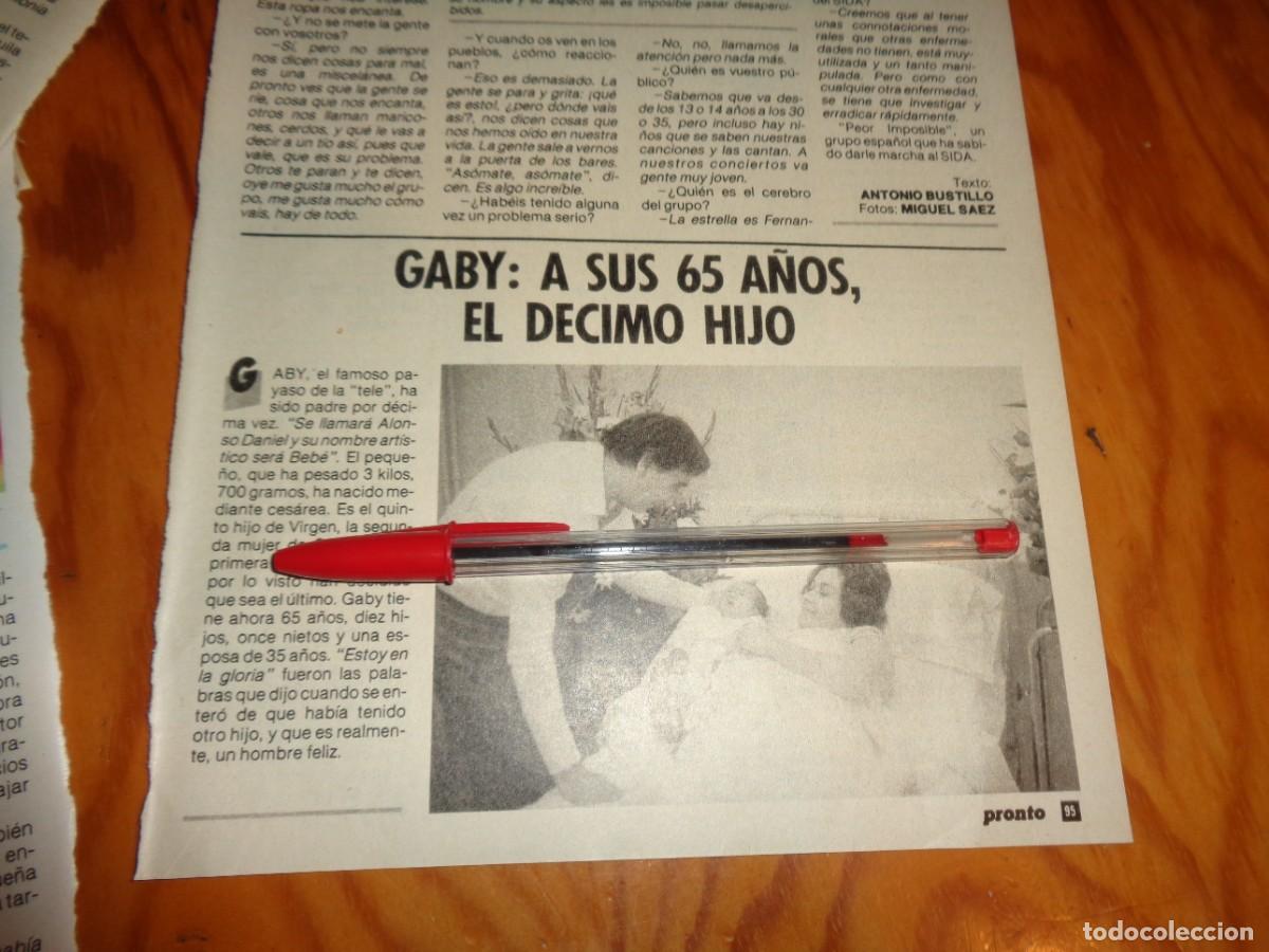 Coleccionismo de revista Pronto: RECORTE : GABY : PADRE DE SU 10&ordm; HIJO A LOS 65 A&Ntilde;OS. PRONTO, DCBRE 1985
