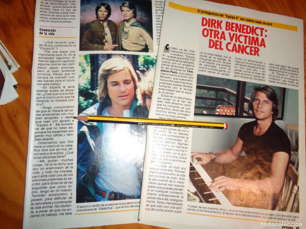 Coleccionismo de revista Pronto: RECORTE : DIRK BENEDICT, DEL &rdquo;EQUIPO A&rdquo;, VICTIMA DEL CANCER. PRONTO, AGTO 1985