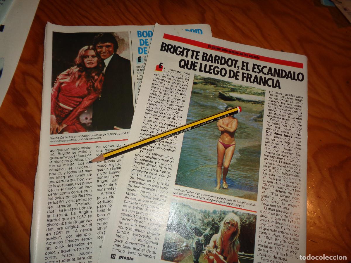 Coleccionismo de revista Pronto: RECORTE : BRIGITTE BARDOT, EL ESCANDALO QUE LLEGO DE FRANCIA. PRONTO, JULIO 1985