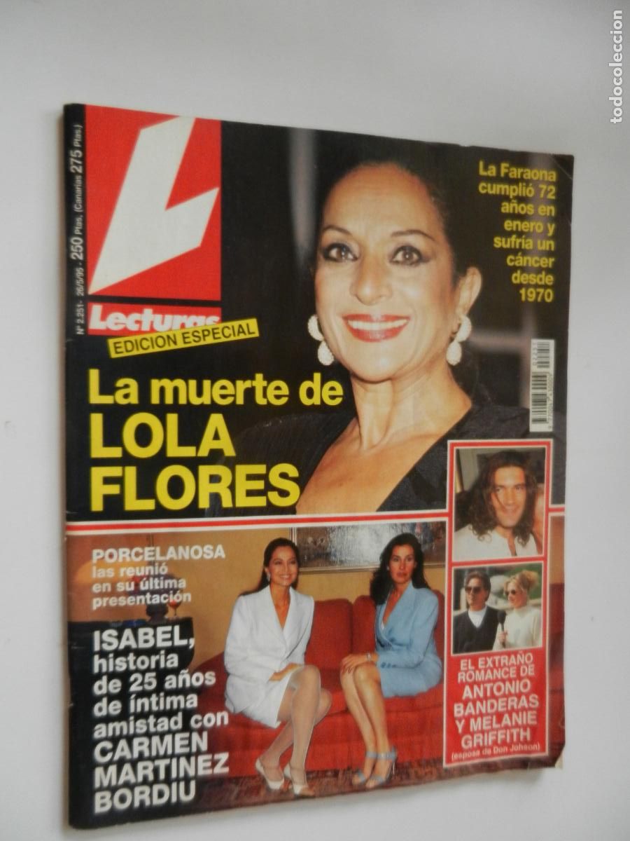 Coleccionismo de revista Pronto: LECTURAS REVISTA N&ordm; 2251 - 26-05-1995 - MUERTE DE LOLA FLORES ,MARTA S&Aacute;NCHEZ, A. BELEN, RAFFAELLA