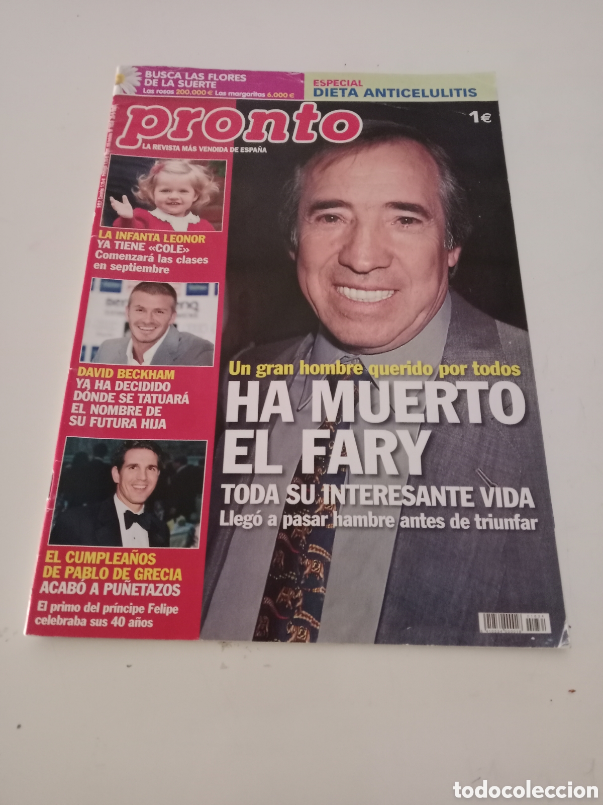 Coleccionismo de revista Pronto: Revista Pronto n&deg; 1834 a&ntilde;o 2007 El Fary ha muerto