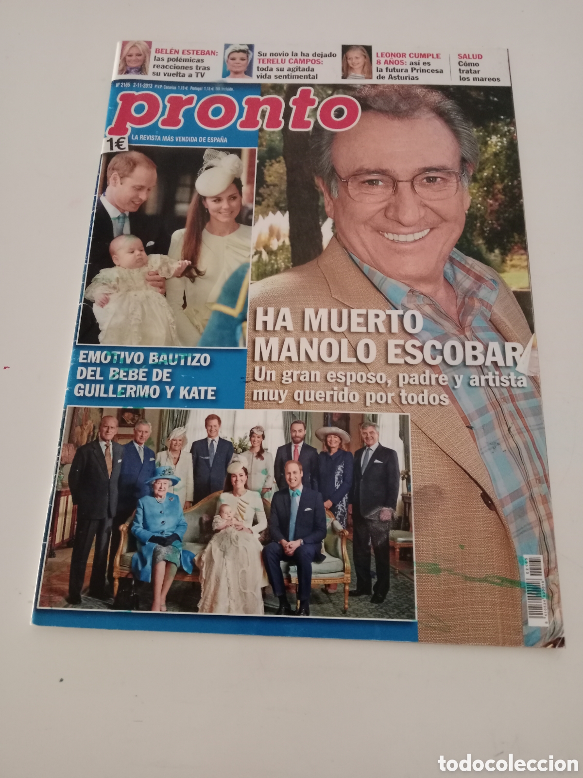 Coleccionismo de revista Pronto: Revista Pronto n&deg; 2165 a&ntilde;o 2013 Manolo Escobar ha muerto