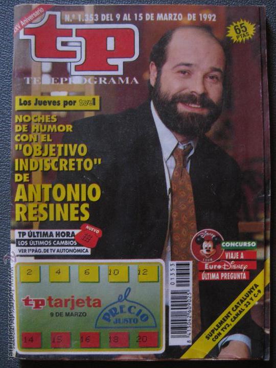 Coleccionismo de revista Teleprograma: TP N&ordm;1353 - ANTONIO RESINES - 1992 - Foto 1