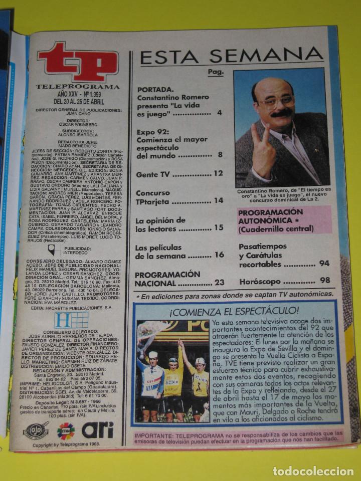 Coleccionismo de revista Teleprograma: LOTE DE 2 - TP - N&Uacute;M. 1359 / 1360 - A&Ntilde;O 1992 - Foto 6
