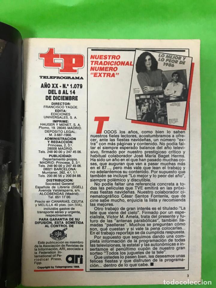 Coleccionismo de Revista Teleprograma: REVISTA TP, TELEPROGRAMA, NUM 1079, AÑO 1986, EXTRA, LO MEJOR Y LO PEOR DEL AÑO - Foto 2 - 206873505