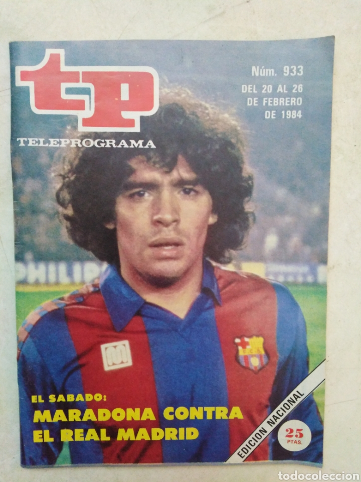 Coleccionismo de revista Teleprograma: Revista TP ( TELEPROGRAMA ), n&uacute;mero 933 ( PORTADA DE MARADONA ) - Foto 1