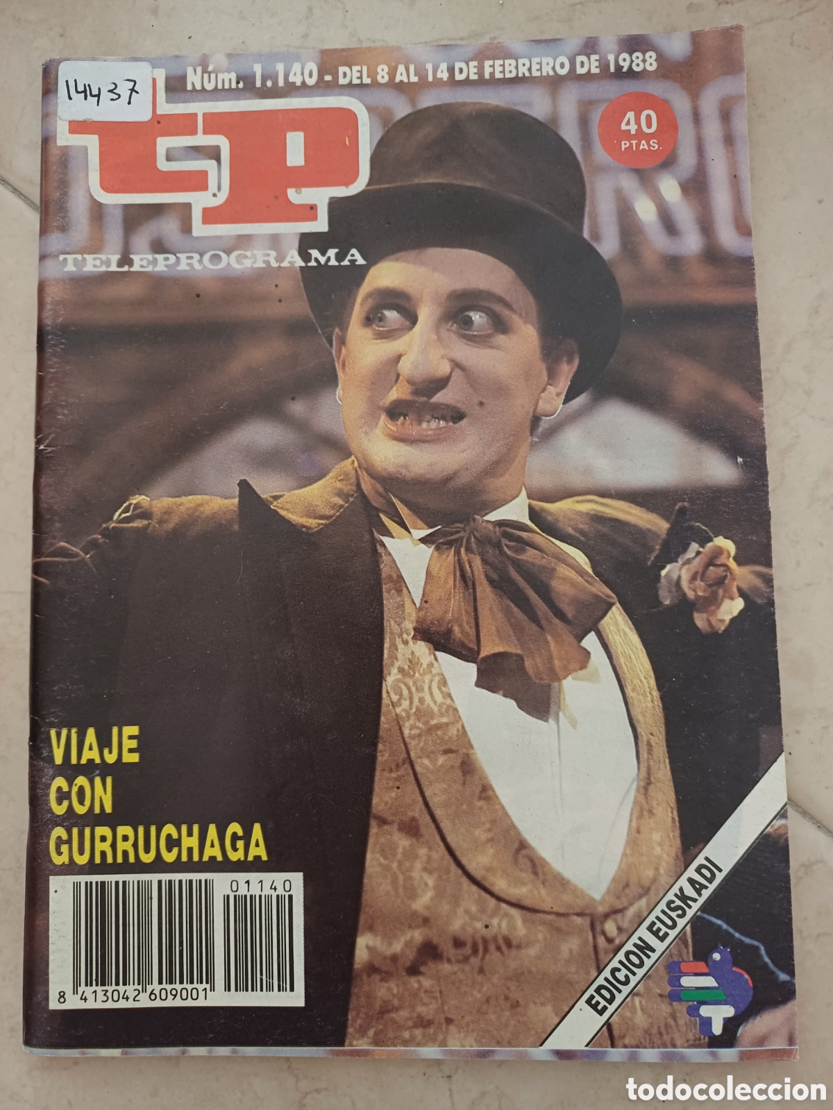 Coleccionismo de revista Teleprograma: Teleprograma 1140. 1988. Viaje con Gurruchaga. Edici&oacute;n Euskadi. - Foto 1