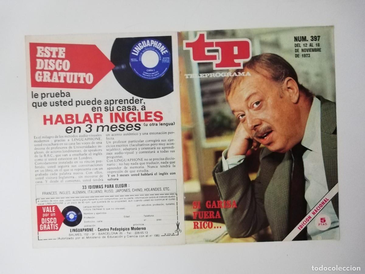 Coleccionismo de revista Teleprograma: PORTADA DE LA REVISTA TELE PROGRAMA TP N&ordm; 397 - Foto 1