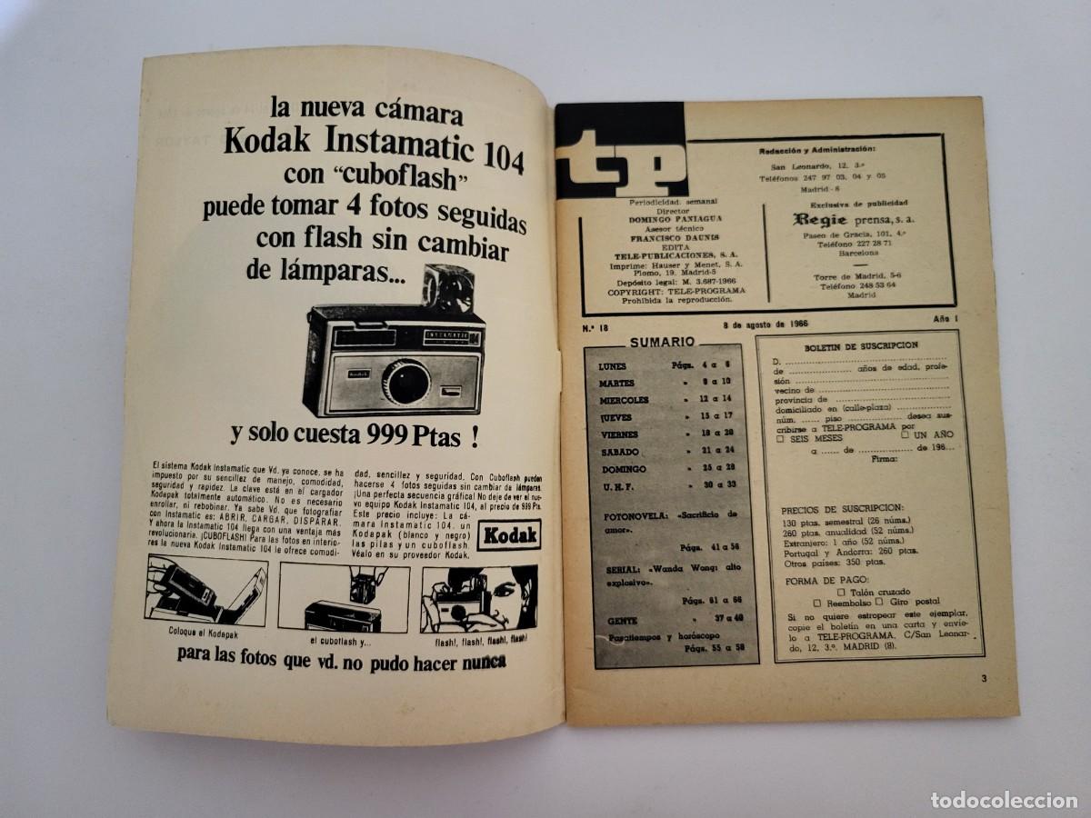Coleccionismo de revista Teleprograma: TP. Teleprograma, N.&ordm; 18, Rod Taylor. Del 8 al 14 de agosto de 1966. - Foto 3