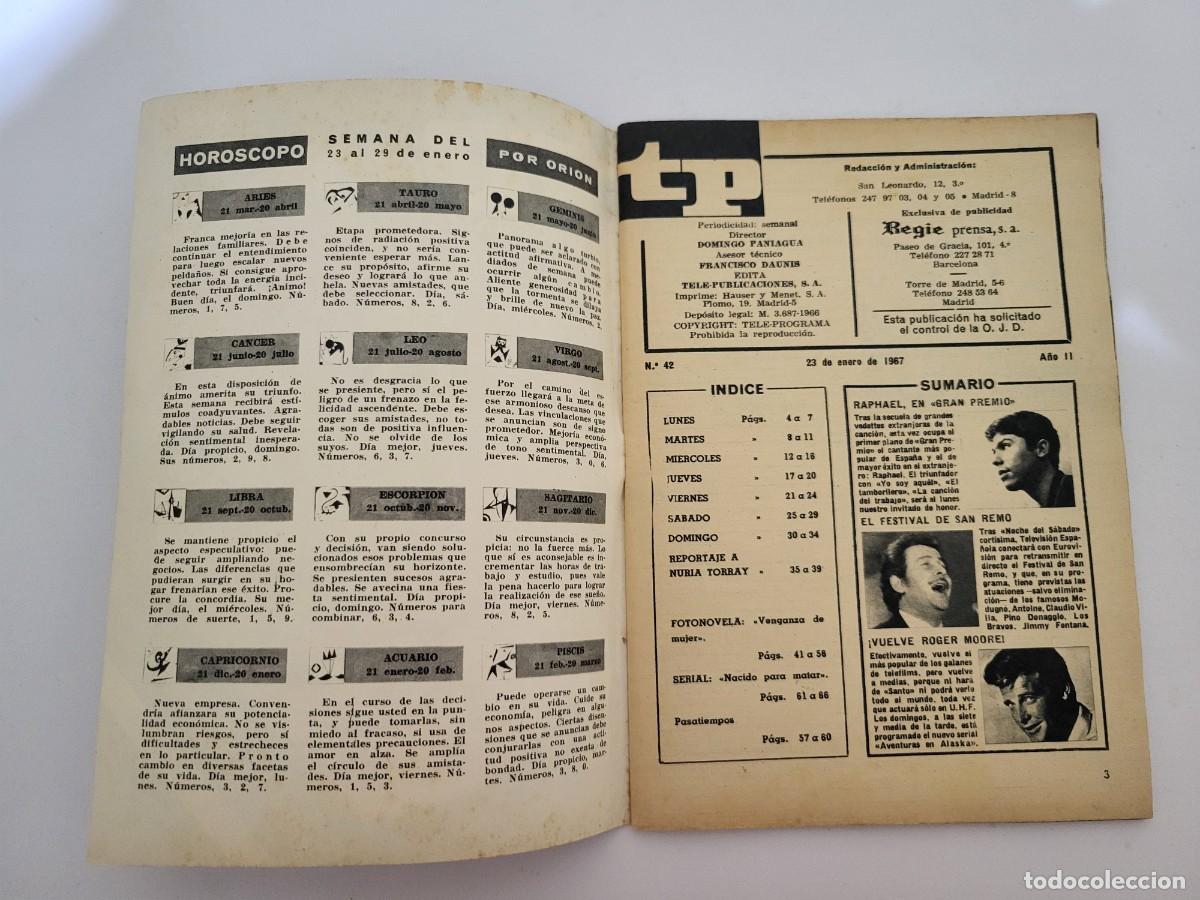 Coleccionismo de revista Teleprograma: TP. Teleprograma, N.&ordm; 42, Nuria Torray. Del 23 al 29 de enero de 1967. - Foto 3