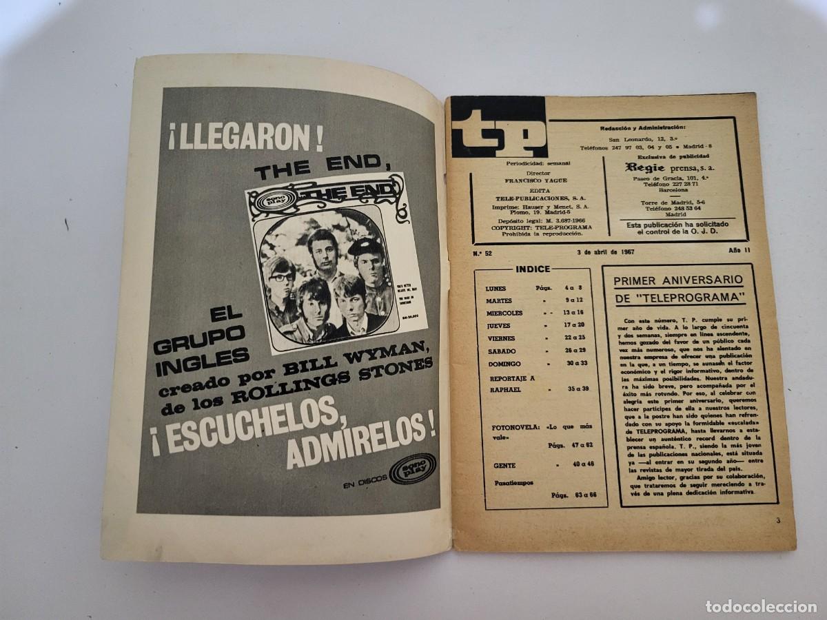 Coleccionismo de revista Teleprograma: TP. Teleprograma, N.&ordm; 52, Raphael. Del 3 al 9 de abril de 1967. - Foto 5