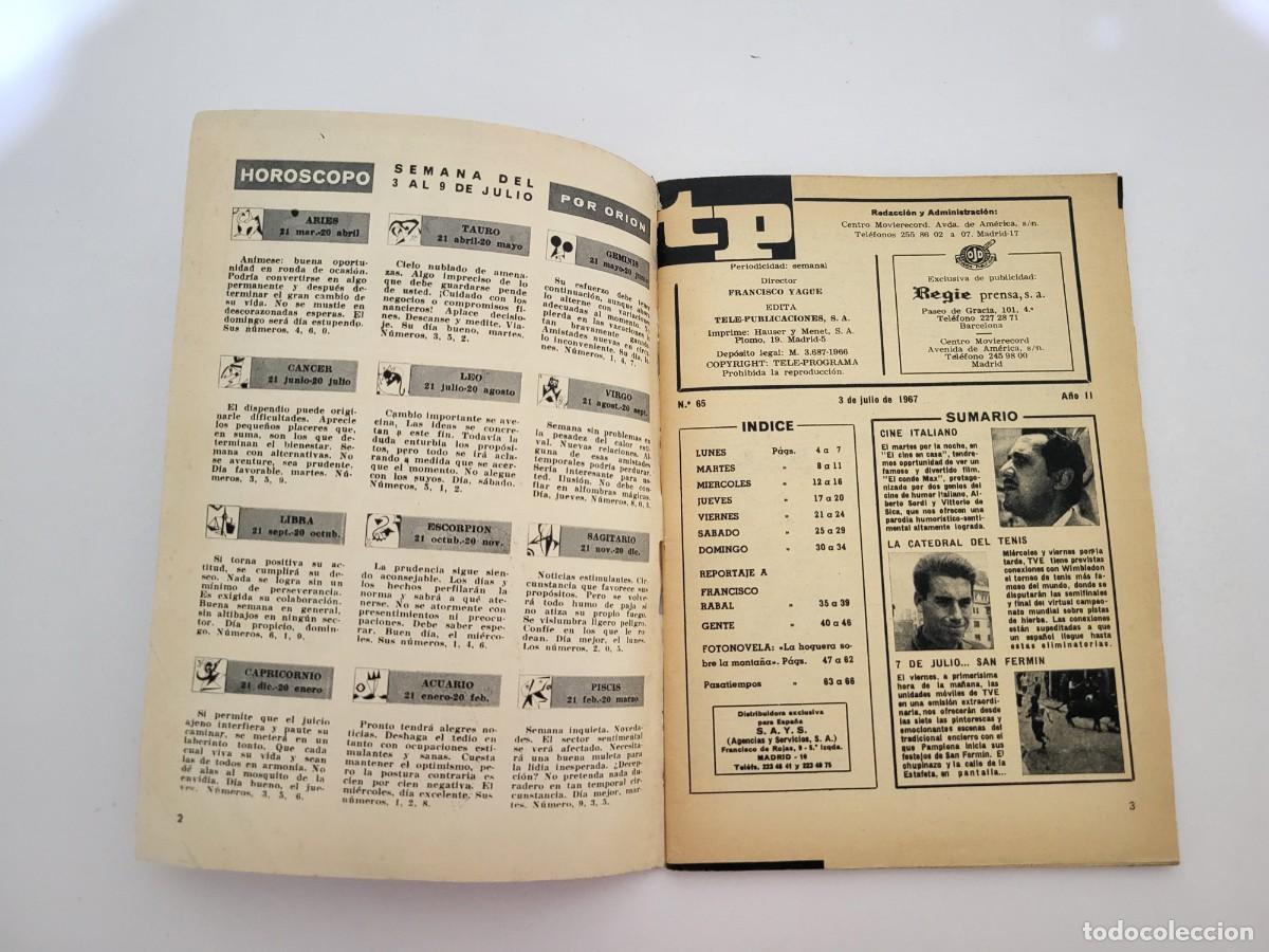 Coleccionismo de revista Teleprograma: TP. Teleprograma, N.&ordm; 65, Francisco Rabal. Del 3 al 9 de Julio de 1967. - Foto 3