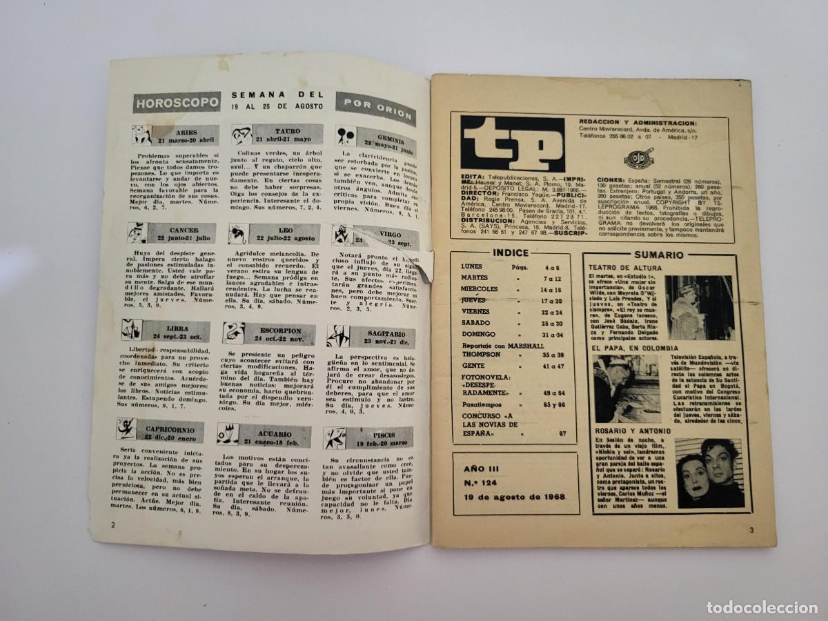Coleccionismo de revista Teleprograma: TP. Teleprograma, N.&ordm; 124, Marshall Thompson. Del 19 al 25 de Agosto de 1968. - Foto 3