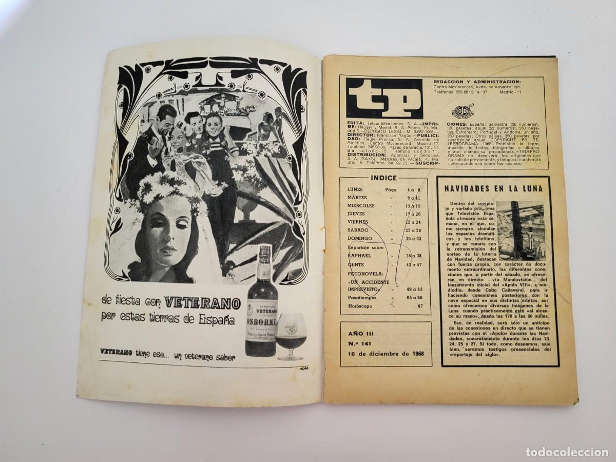 Coleccionismo de revista Teleprograma: TP. Teleprograma, N.&ordm; 141, Raphael. Del 16 al 22 de Diciembre de 1968. - Foto 3