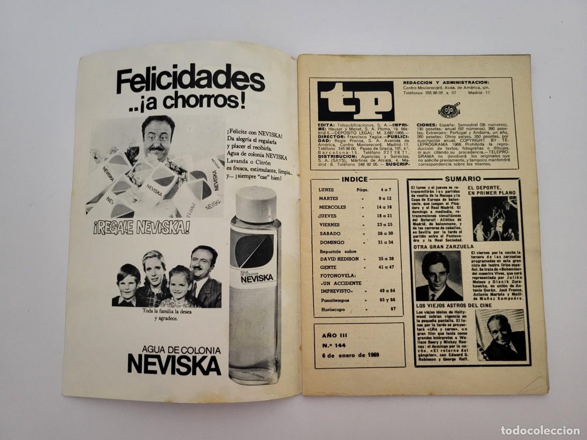 Coleccionismo de revista Teleprograma: TP. Teleprograma, N.&ordm; 144, David Hedison. Del 6 al 12 de Enero de 1969. - Foto 3